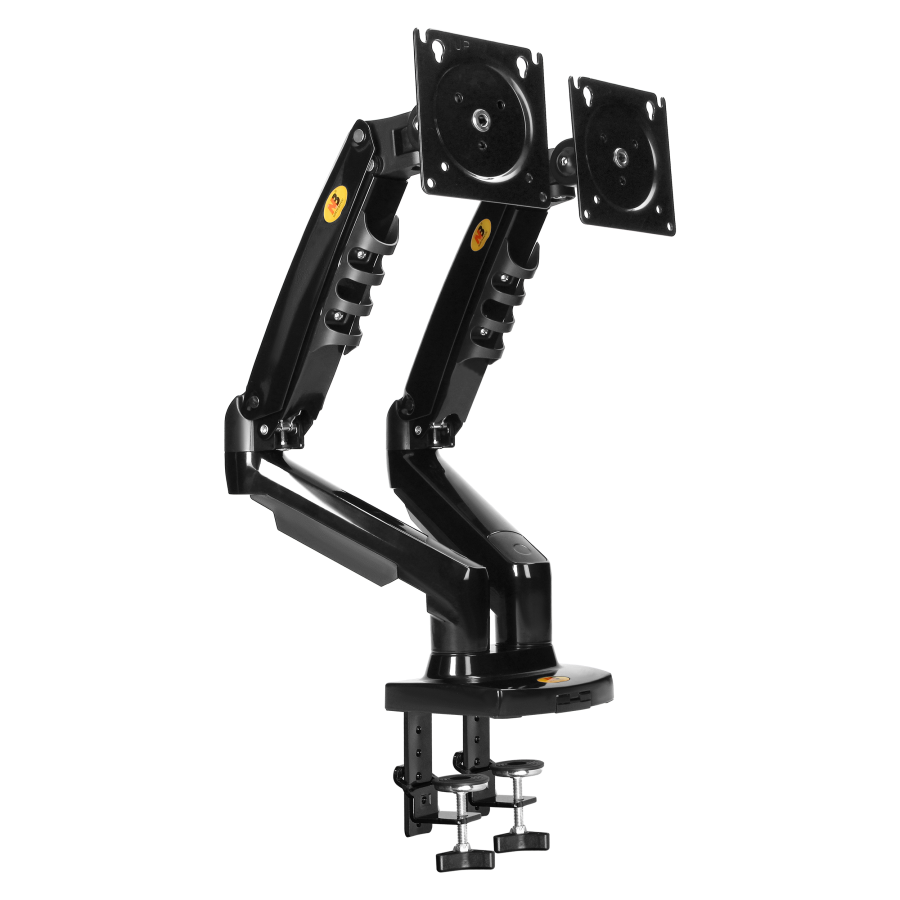 Full motion gas spring dual monitor arm, LED 17″-27″